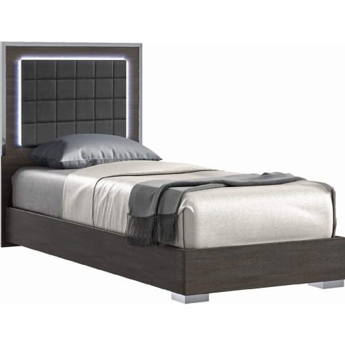 Alice Twin Bed in Matte Gray Finish & Chrome